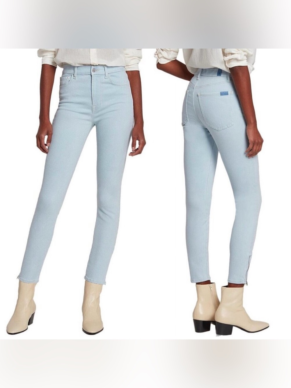 7 FOR ALL MANKIND No Filter UHR Ultra High Rise Skinny Ankle Zipper Jeans Sz 29